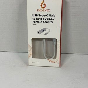 USB Type-C Male to RJ45+USB3.0 Female Adapter for iPad android or iPhone with ad